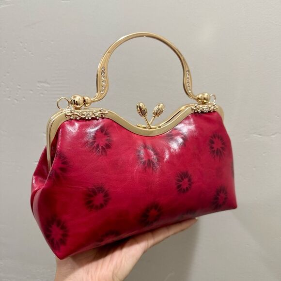 Multi Use Handmade Distressed Leather Purse, Vintage Style Kisslock Handbag - Picture 11 of 15